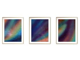 Quadro arte canvas 30x66 universo colorido mod 134