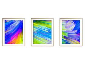 Quadro arte canvas 30x66 universo colorido mod 142