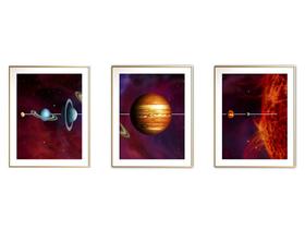 Quadro arte canvas 30x66 universo colorido mod 179