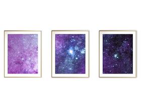 Quadro arte canvas 30x66 universo colorido mod 197