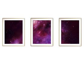 Quadro arte canvas 30x66 universo colorido mod 199