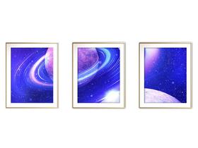 Quadro arte canvas 30x66 universo colorido mod 26