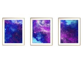 Quadro arte canvas 45x96 universo colorido mod 106