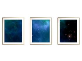 Quadro arte canvas 45x96 universo colorido mod 198