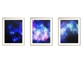 Quadro arte canvas 45x96 universo colorido mod 265