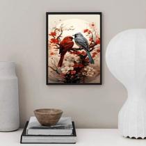 Quadro Arte Casal De Passarinhos 45X34Cm