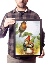 Quadro Arte Casal Gnomos E O Canto Do Passaro Decoração Quadro Arte Casal Gnomos E O Canto Do Passaro Decoração