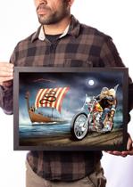 Quadro Arte David Mann Biker Viking Moto Clube Decoração