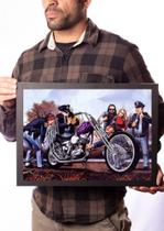 Quadro Arte David Mann Motociclista X Policiais Motoclube