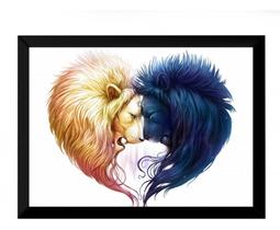 Quadro Arte Decoração Leões Yn Yang 42x29cm Quadro Arte Decoração Leões Yn Yang 42x29cm
