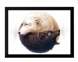 Quadro Arte Decoração Lobos Yn Yang 42x29cm Quadro Arte Decoração Lobos Yn Yang 42x29cm