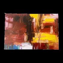 Quadro Arte Fundo Vermelho - Pintado Á Mão 16x24 Gallery Wrap