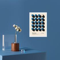 Quadro Arte Geométrica Bauhaus - Cubos Azuis 24x18cm