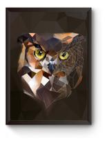 Quadro Arte Geométrica Coruja Poster Moldurado