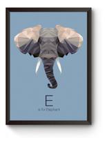 Quadro Arte Geométrica Elefante Poster Moldurado