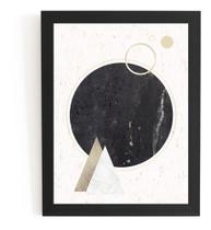 Quadro Arte Geometrica Lua Negra Sob Piramides 44x32cm