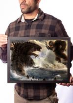 Quadro Arte Godzilla Vs Kong Pôster Na Moldura Quadro Arte Godzilla Vs Kong Pôster Na Moldura