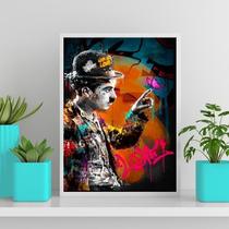 Quadro Arte Grafite Chaplin 45X34Cm - Com Vidro Branca