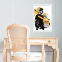 Quadro Arte Homem Tenista - Preto e Amarelo 33x24cm - com vidro Quadro Arte Homem Tenista - Preto e Amarelo 33x24cm - com vidro