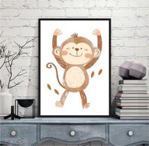 Quadro Arte Infantil Macaquinho 24x18cm - com vidro