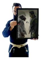 Quadro Arte Lobisomem X Monstro De Frankenstein Jiu Jitsu