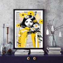 Quadro Arte Menina Margaridas 45x34cm Quadro Arte Menina Margaridas 45x34cm