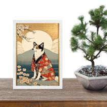 Quadro Arte Oriental Paisagem Com Cachorro 33X24Cm - Vidro