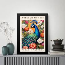 Quadro Arte Pavão - William Morris 45X34Cm - Com Vidro