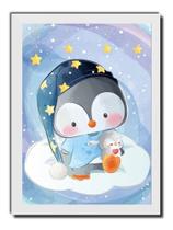 Quadro Arte Pinguim Hora Do Sono Decoração Quarto Criança
