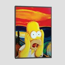 Quadro Arte Pop Grito Simpsons Tela Moldura Preta 63X42Cm