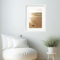 Quadro Arte Praia Bege Areia Estrela- 60x48cm Quadro Arte Praia Bege Areia Estrela- 60x48cm