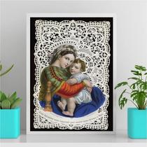 Quadro Arte Sacra Maria e Jesus 33x24cm - Moldura Branca