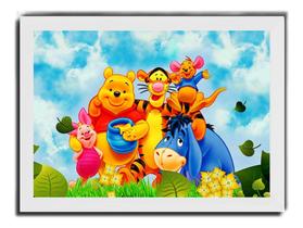 Quadro Arte Turma Ursinho Puff Pooh Moldura Branca Quadro Arte Turma Ursinho Puff Pooh Moldura Branca