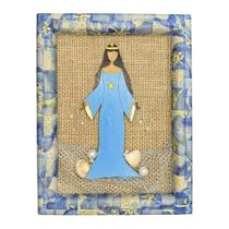 Quadro Artesanal Iemanjá 19,5x25cm - Decoração Religiosa Orixás
