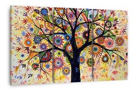 Quadro Árvore Abstrata Colorida Conjunto 3 Peças Decorativo 20x30 - PLAQUINHASHOW