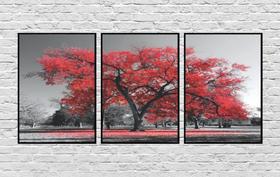 Quadro Árvore Da Vida Ypê Vermelha Moderno Lindo
