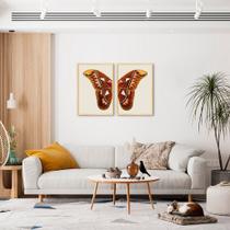 Quadro Asas de Borboleta Boho 62x43 2-43x30 Caixa Marfim Moldura Caixa, Marfim