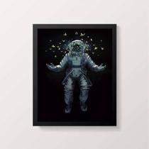 Quadro Astronauta Com Borboletas 45x34cm - com vidro