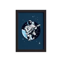 Quadro Astronauta Guitarrista Moldura Preta 22x32cm Quadro Astronauta Guitarrista Moldura Preta 22x32cm