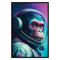 Quadro Astronauta Macaco Moldura Cx Alta 40x60cm Titulo Moldura Preta