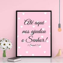 Quadro Até Aqui Nos Ajudou O Senhor 33X24Cm Moldura Branca