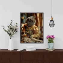 Quadro Atelier De Costura Retrô - Gatinha 45x34cm - com vidro