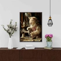 Quadro Atelier De Costura Vintage - Gatinha 33x24cm - com vidro Quadro Atelier De Costura Vintage - Gatinha 33x24cm - com vidro