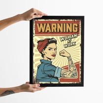 Quadro Atenção Mulheres Trabalhando 45X34Cm - Com Vidro