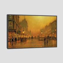 Quadro Atkinson A Street At Night Tela Moldura Preta 45X30Cm