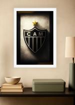 Quadro Atlético Mineiro CAM com Vidro e Moldura Branca Tamanho:21cm x 30cm (A4)