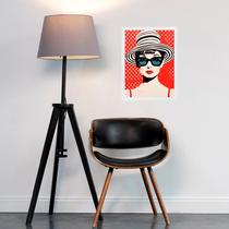 Quadro Audrey Hepburn Poá Vermelho 45x34cm - com vidro