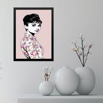 Quadro Audrey Hepburn Romântica Floral 33x24cm - com vidro Quadro Audrey Hepburn Romântica Floral 33x24cm - com vidro