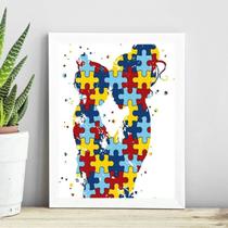 Quadro Autismo - Mãe e Filho 45x34cm - com vidro