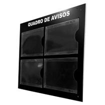 Quadro Aviso E Gestão Á Vista 4 Displays A4 Horizontal ACM Preto Painel Organização Mural Recados Lembretes Empresa Escritório Condomínio Parede Quadro Aviso E Gestão Á Vista 4 Displays A4 Horizontal ACM Preto Painel Organização Mural Recados Lembretes Empresa Escritório Condomínio Parede